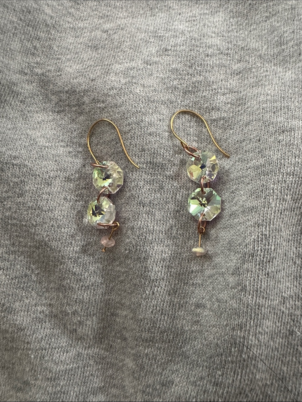 Crystal Drop Dangle Earrings in Iridescent Green - Women Jewelry